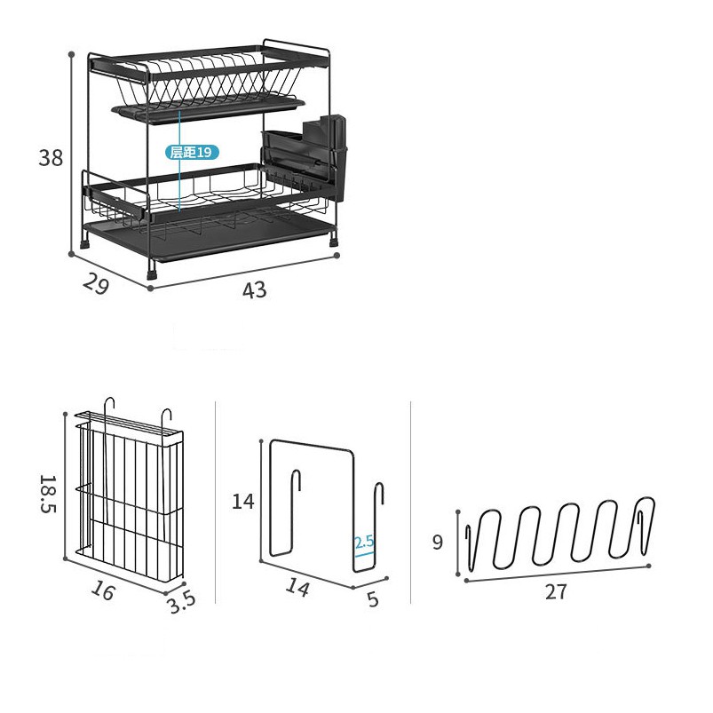 [Mã LIFE4S100K giảm 10% đơn 300K] Kệ để bát đũa thông minh 2 tầng đặt mặt bếp sơn tĩnh điện [Hàng nhập khẩu]