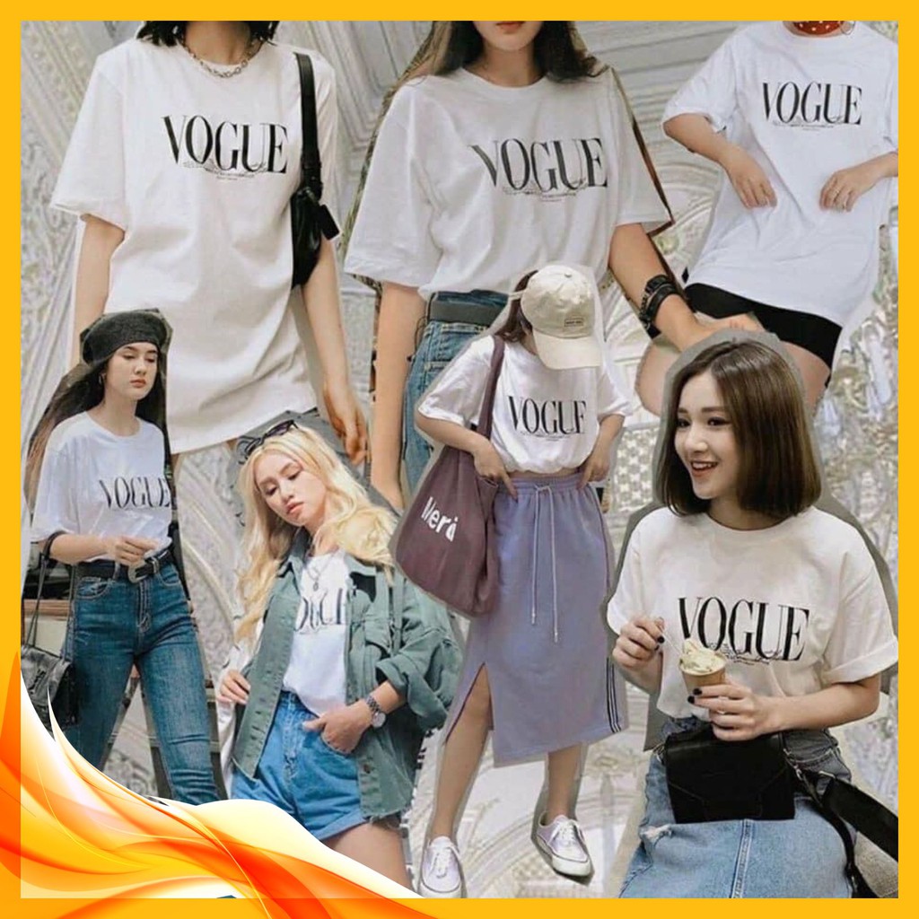 Áo Phông Unisex❤️Áo Thun VOGUE❤️Vải cotton-mềm mịn, dáng rộng thoáng mát-trẻ trung-cá tính form áo chuẩn hình Mã Ao01