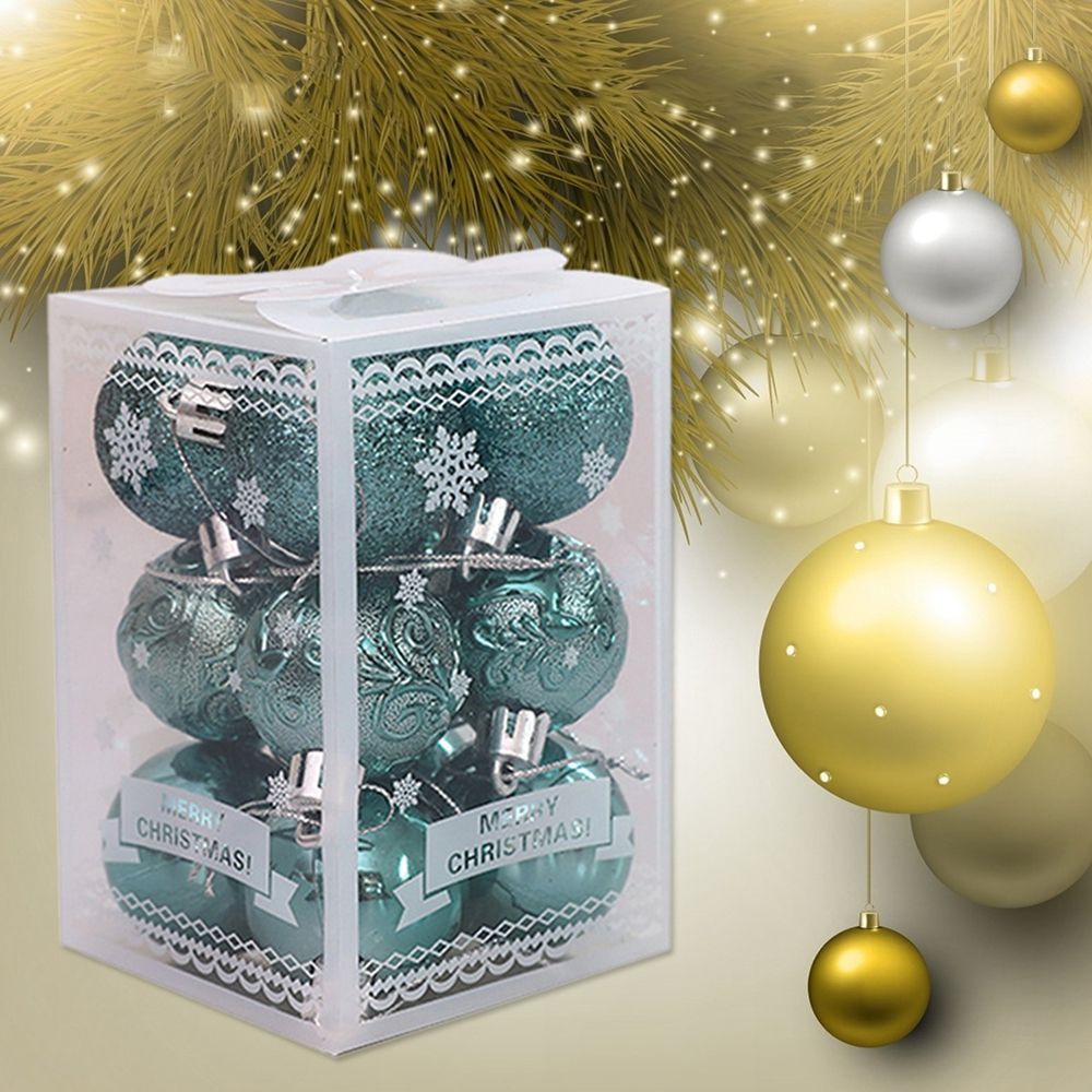 12 trái châu bằng nhựa nhiều màu chống vỡ trang trí cây thông noel tiện lợi