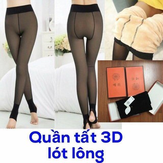 Quần tất 3D Hàn Quốc lót lông cao cấp, quần legging lót lông mùa đông