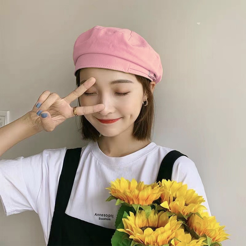Mũ Beret Màu Hồng Thời Trang Theo Phong Cách Hàn Quốc