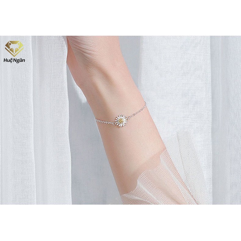 [Mã LT50 giảm 50k đơn 250k] Lắc tay bạc 925 Huệ Ngân - Cúc họa mi đón gió đông về RYB140079