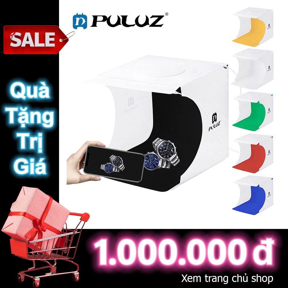 hộp chụp ảnh hộp chụp sản phẩm Puluz 2 Dãy Đèn LED Tặng 6 phong nền chụp ảnh, Tặng 500GB Data thiết kế thumbnail