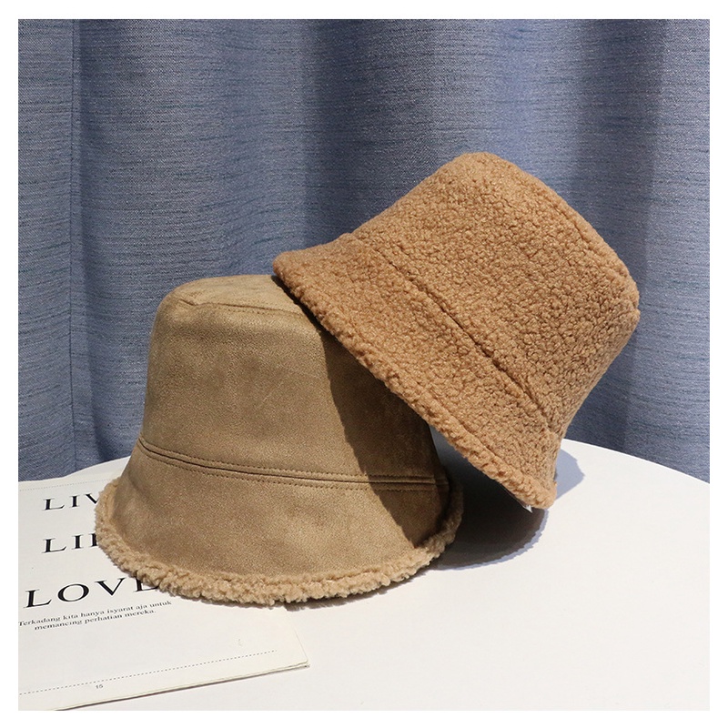 Mũ Bucket Lông Cừu Hai Mặt Thời Trang Thu Đông Dành Cho Nữ