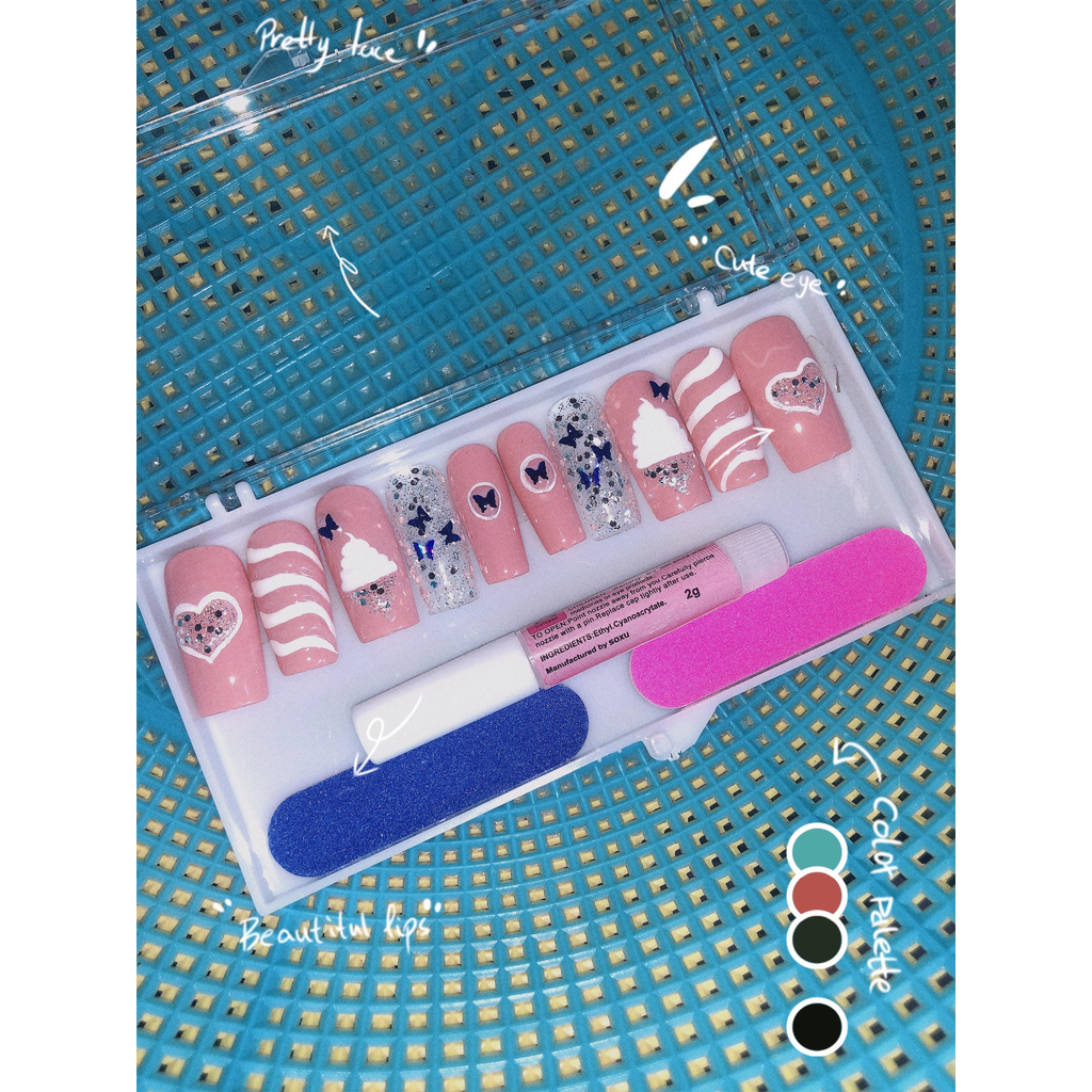 [SALE] Nail box - móng giả mẫu màu hồng [sốc]