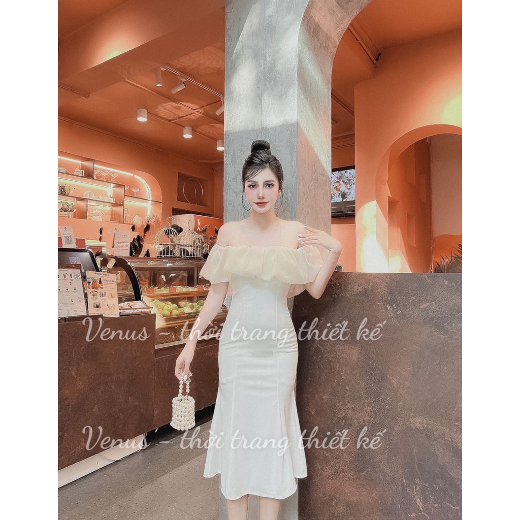 VÁY ĐUÔI CÁ BÈO TRẮNG ĐEN - VENUS DESIGN