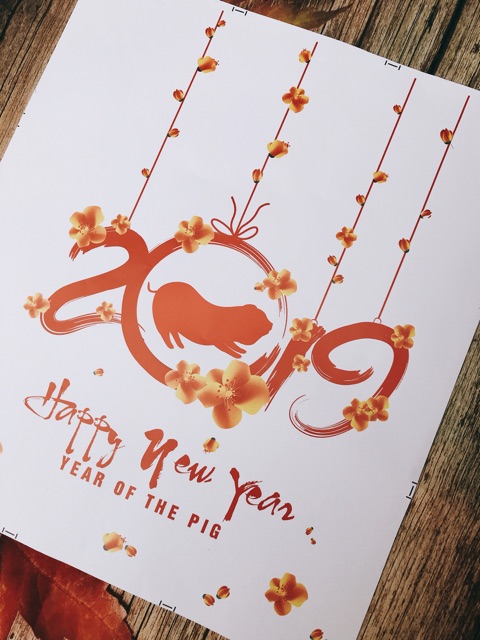 Decal Trang Trí Tết - Rèm Dây 2019 Heo Đỏ ( ẢNH + VIDEO THẬT )