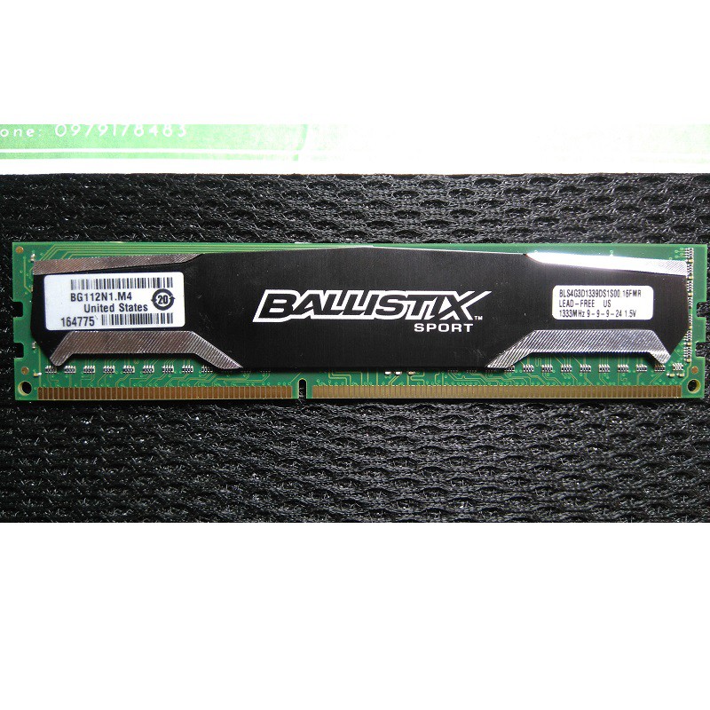 Ram tản nhiệt 8Gb DDR3 bus 1600 - 10600u, 1 cặp 2x4Gb, hiệu Crucial Ballistix chính hãng, bảo hành 3 năm