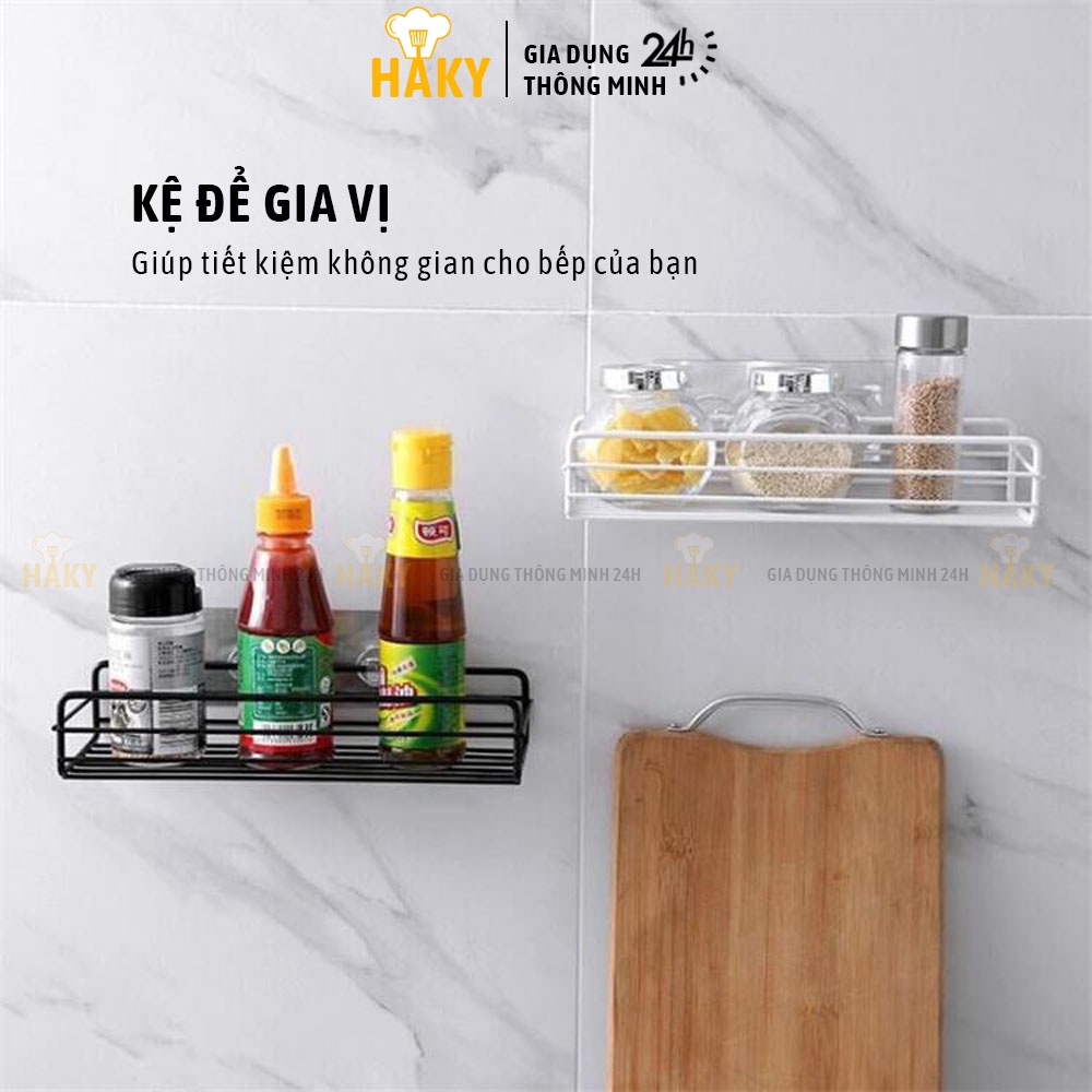 Kệ dán tường nhà tắm, nhà bếp hình chữ nhật HAKY008, kệ sắt sơn tĩnh điện bền đẹp, siêu chắc chắn và chịu lực tốt