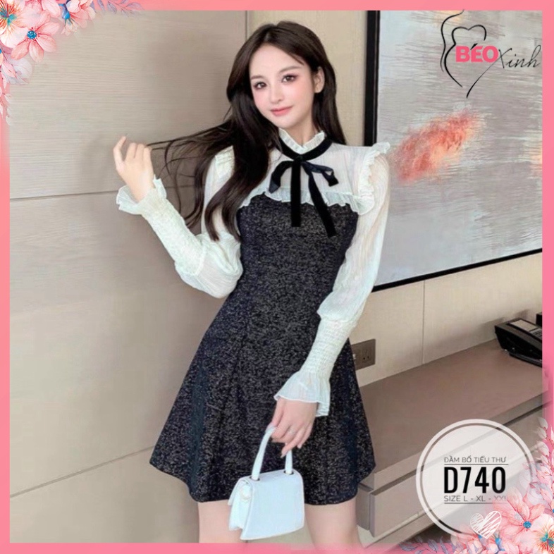 🔥bigsize 60-90KG🔥 beoxinh.store Đầm bố tiểu thư D740 🔥Quảng Châu cao cấp🔥 chiết eo giấu bụng ngoại cỡ size lớn | BigBuy360 - bigbuy360.vn