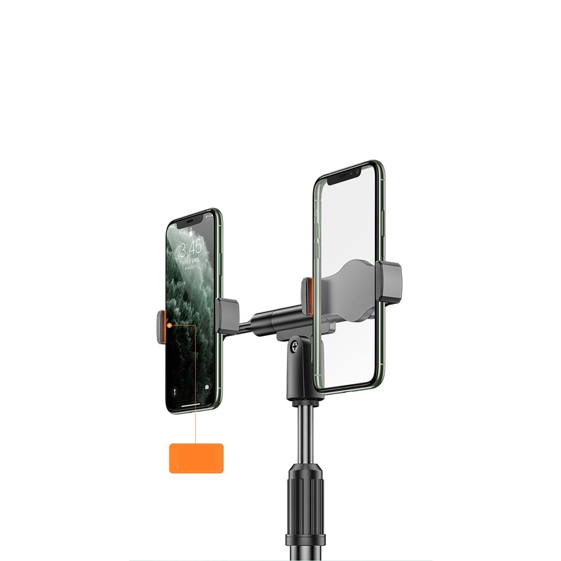 Chân Đế Kẹp Điện Thoại 2 Đầu Kèm Đèn Livestream Để Bàn Tiện Lợi Xoay 360 Độ Dùng Được Cho Iphone, Samsung