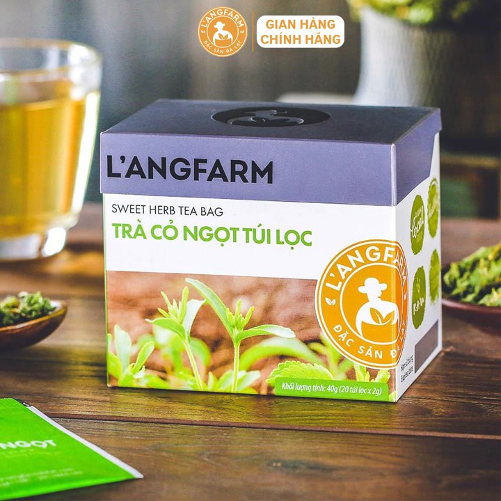 Trà cỏ ngọt túi lọc L'angfarm hộp 20 tép Được chế biến từ nguyên liệu tự nhiên, hương vị thơm ngon.