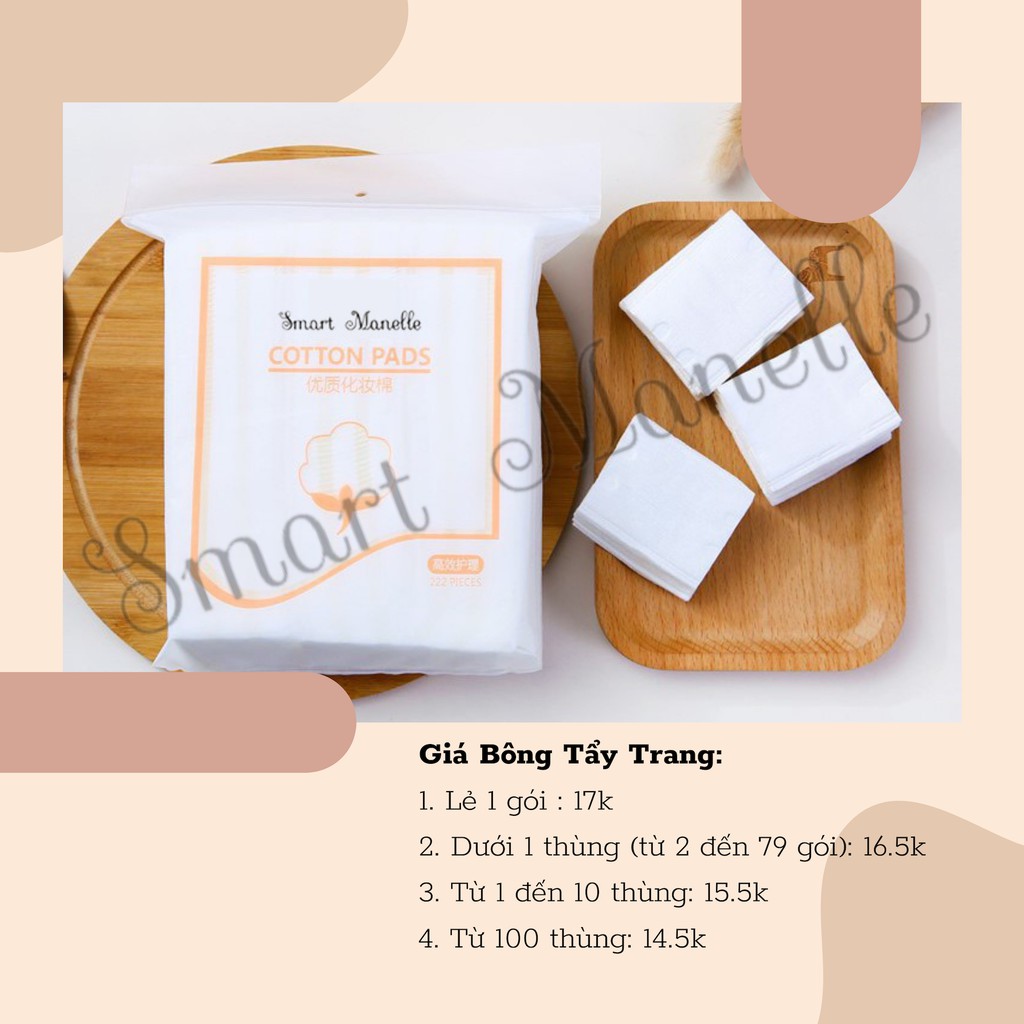 Bông tẩy trang Smart 222 miếng 3 lớp Cotton Pads BTT | BigBuy360 - bigbuy360.vn