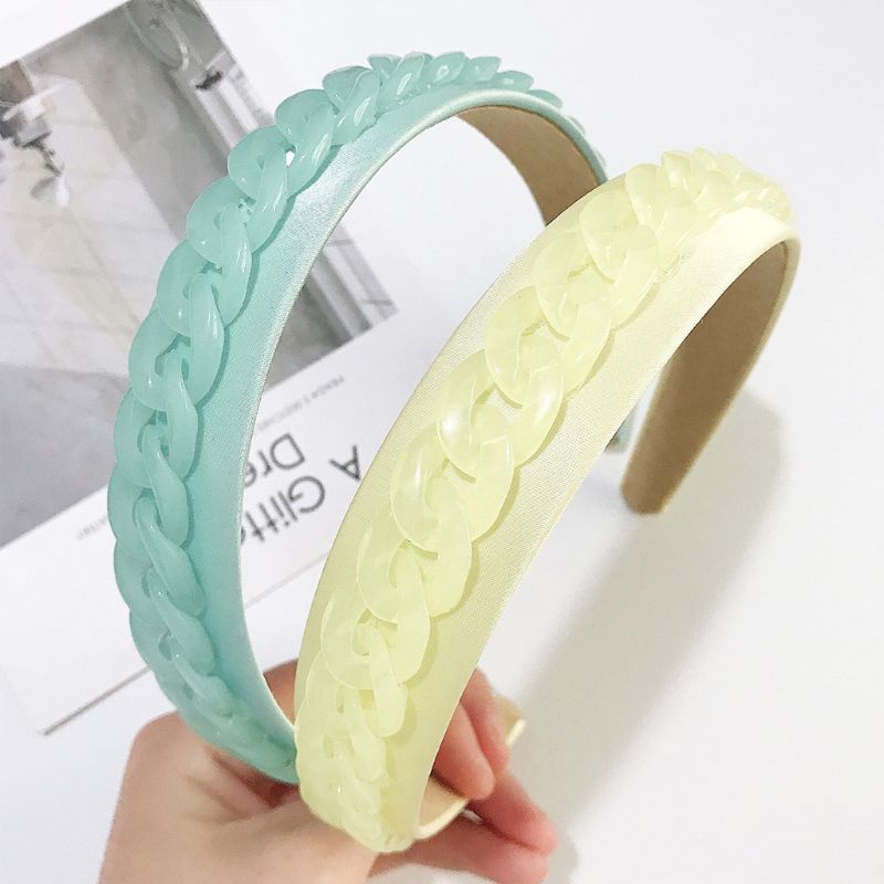 Flgo Băng Đô Bện Sợi Acrylic Màu Kẹo Ngọt Ngào Rửa Mặt Bản Rộng Cho Nữ