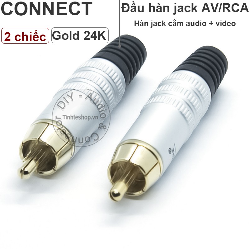 2 chiếc - Đầu hàn jack cắm dây AV RCA Gold snake - Chuôi cao su 4mm - 8mm Goldsnake