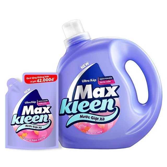 MAXKLEEN_ NƯỚC GIẶT XẢ 2IN1 2KG4 KÈM TÚI 600G HOA NẮNG/ HUYỀN DIỆU/ SỚM MAI