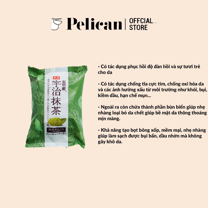Xà phòng tắm chiết xuất từ trà xanh Pelican Family Soap Uji Green Tea 80g