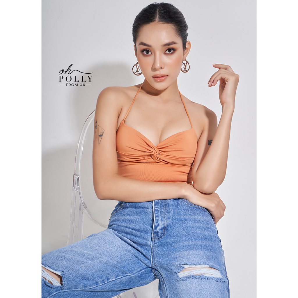 Oh Polly - Áo croptop cổ yếm cúp ngực, 2 dây hở lưng sexy
