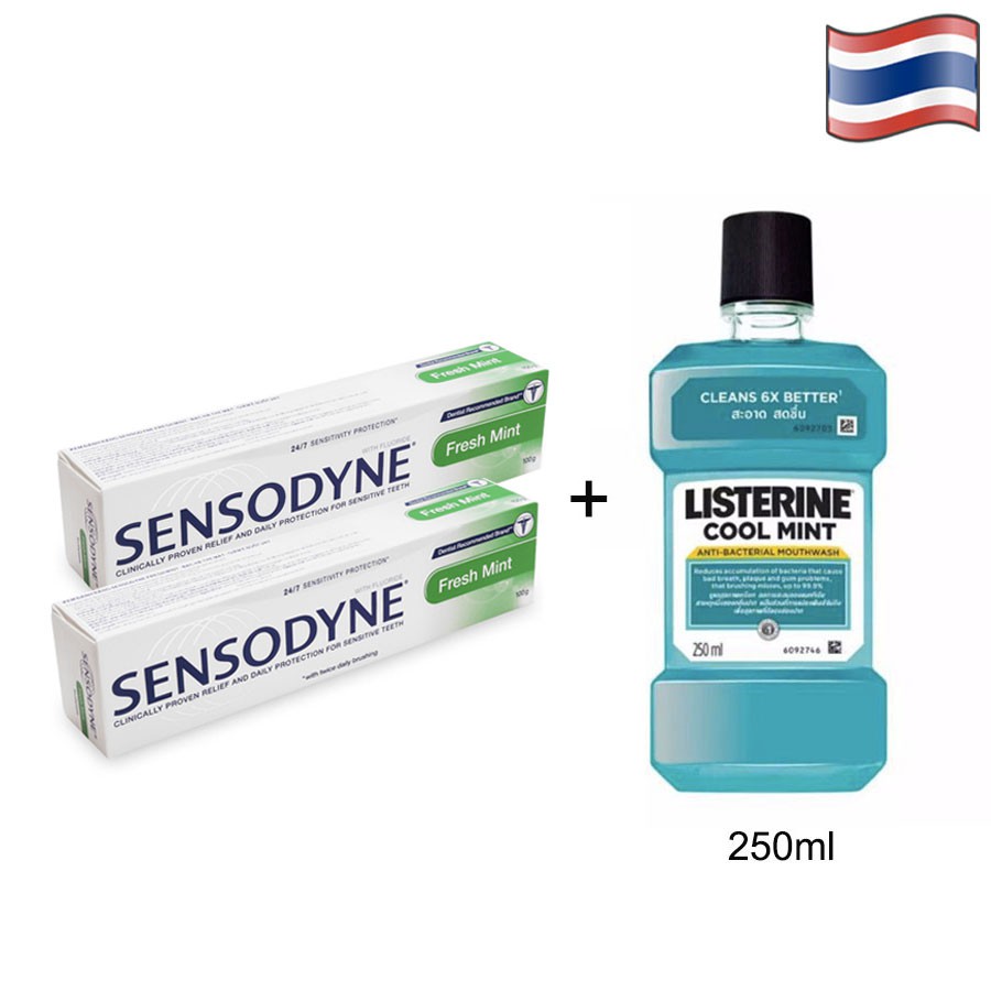 Combo 2 kem đánh răng Sensodyne và nước súc miệng Listerine 250ml
