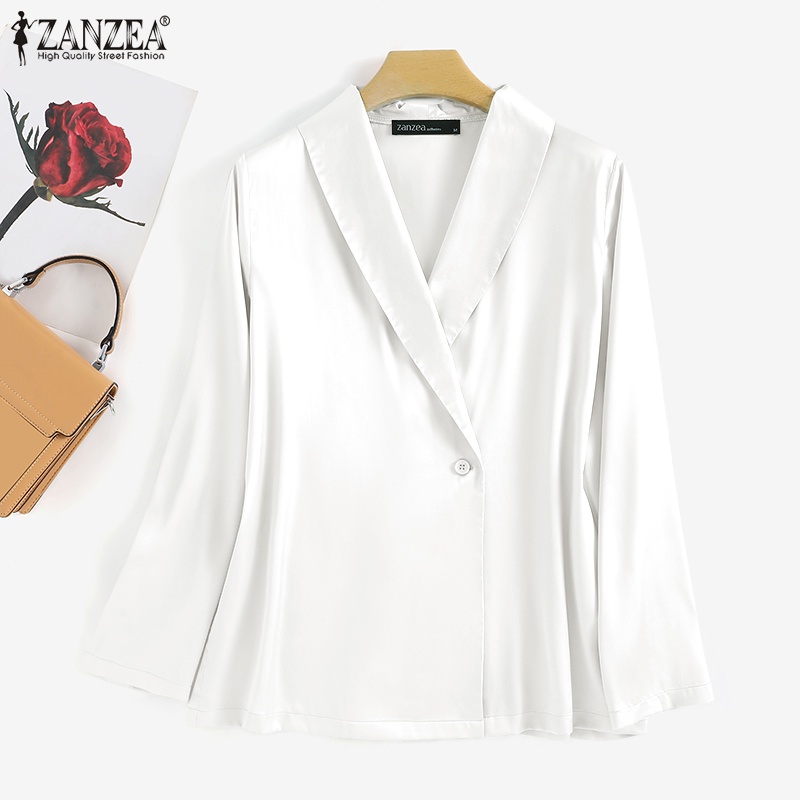 Áo kiểu Zanzea tay dài cổ bẻ cài nút thời trang dành cho nữ