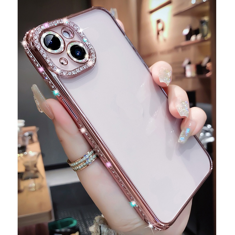 Ốp Điện Thoại Mềm Trong Suốt Viền Kim Cương Cho iPhone 13 12 11 Pro Max 12pro 13pro