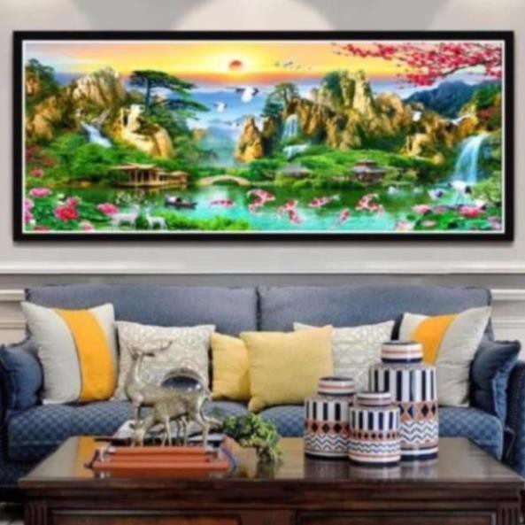 Tranh dính đá LƯU THỦY SINH TÀI 160*75 - DD9427