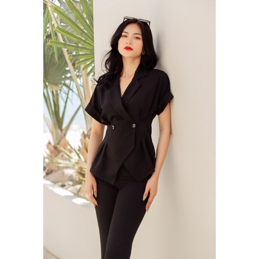 Áo clothesrack cổ vest tay chờm Olivia