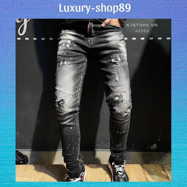 Quần jean nam rách cao cấp, quần bò nam co giãn hàng quảng châu thời trang Luxuryshop89 - JKV21