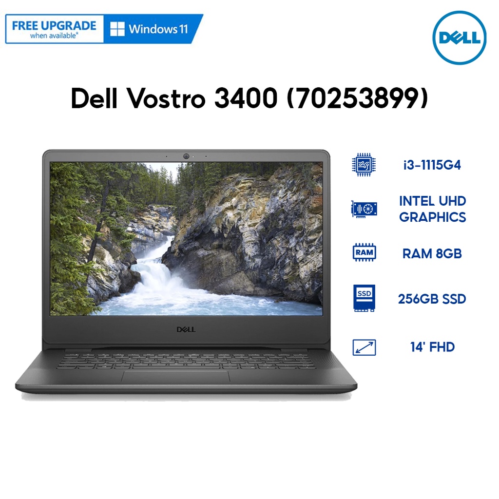 Laptop Dell Vostro 3400 (70253899) (i3-1115G4 | 8GB | 256GB | Intel UHD Graphics | 14' FHD | Win 10 | Office)