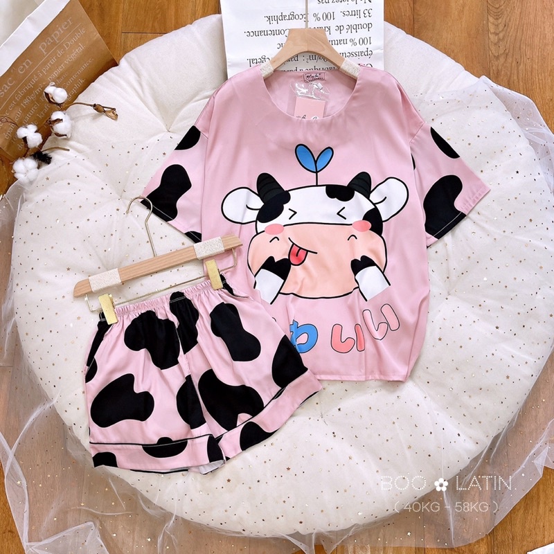 Đồ bộ, Đồ ngủ lụa Latin mẫu cổ tròn xinh xắn (40-58kg) | BigBuy360 - bigbuy360.vn