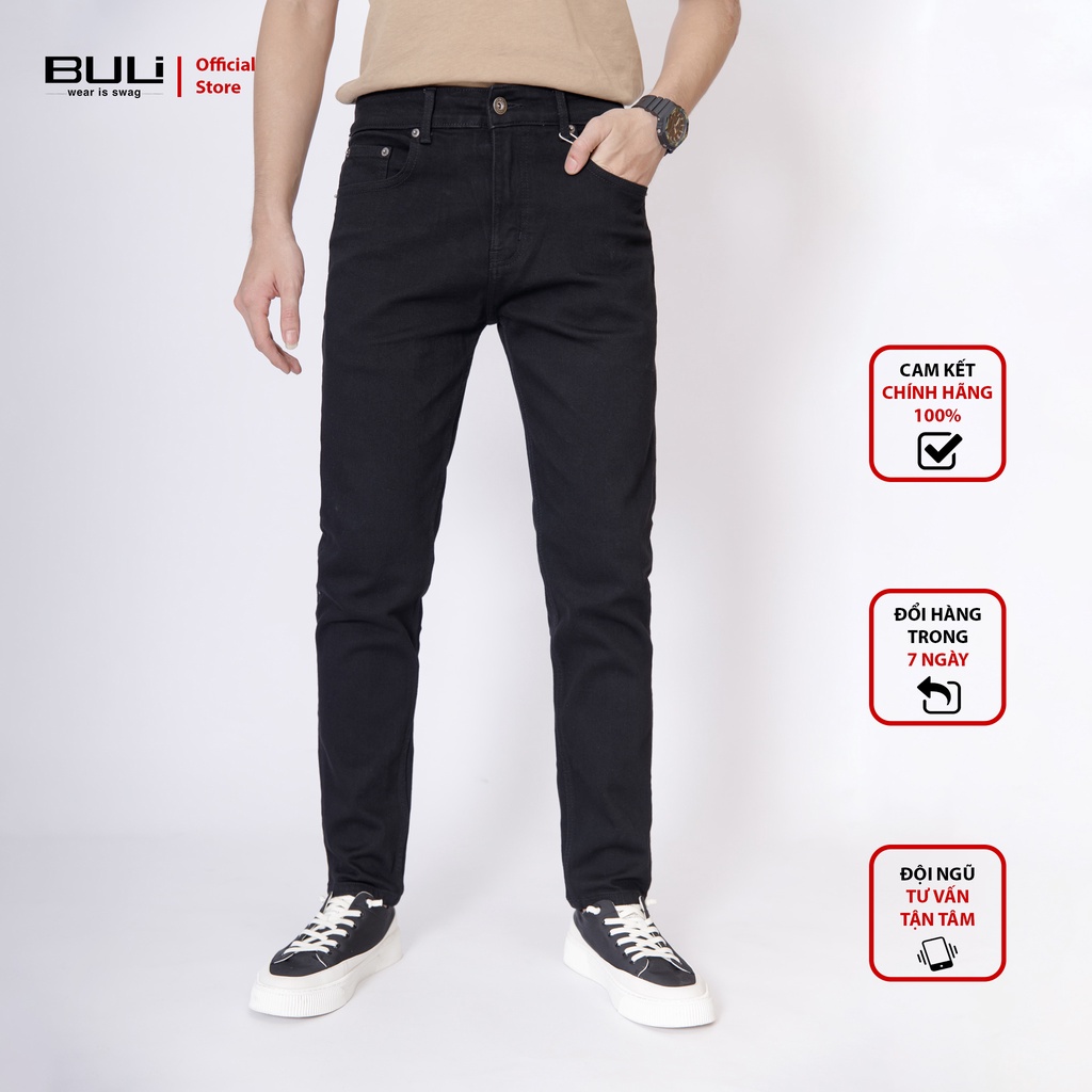 Quần Jean Nam Chất Bò Đen Local Brand BULI Dáng Slimfit Basic 0808