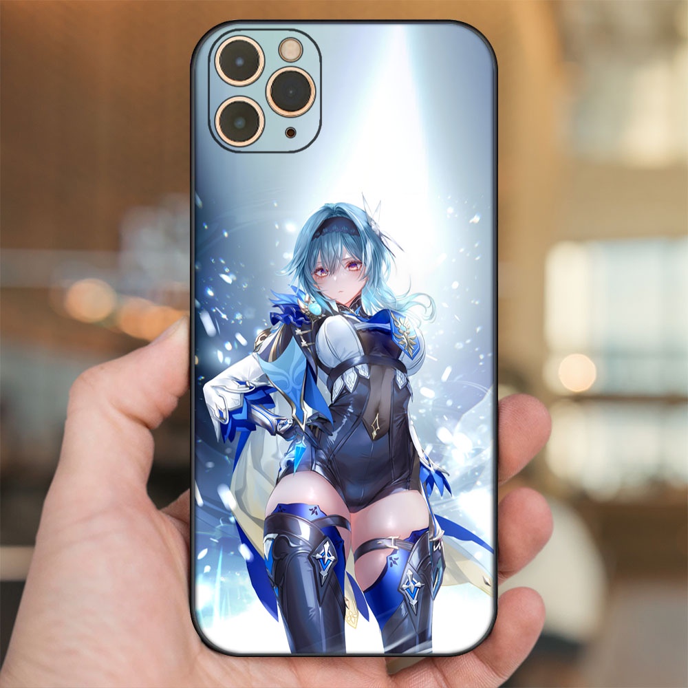 Ốp lưng iPhone 11 Pro Max dẻo đen cạnh vuông in hình Eula Genshin Impact