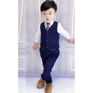 Set gile bé trai 10-18kg(3 món đồ: áo ghi lê, quần, nơ)ảnh thật