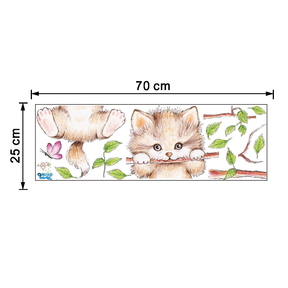 Decal dán tường Họa Tiết Cây Và Bướm Hoạt Hình Dùng Trang Trí Phòng Khách / Phòng Ngủ