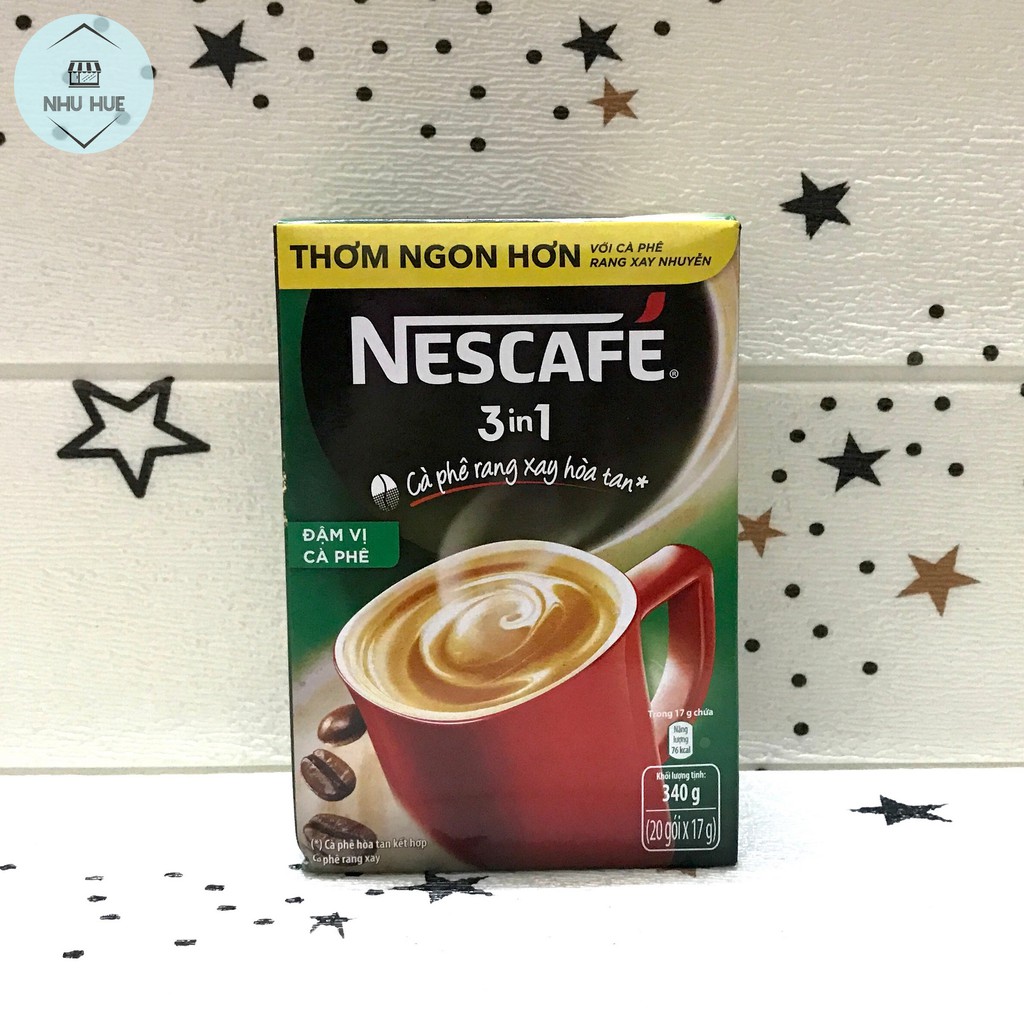 Cà phê NesCafe Đậm vị cà phê xanh 3in1 (hộp 20 gói x 17g)