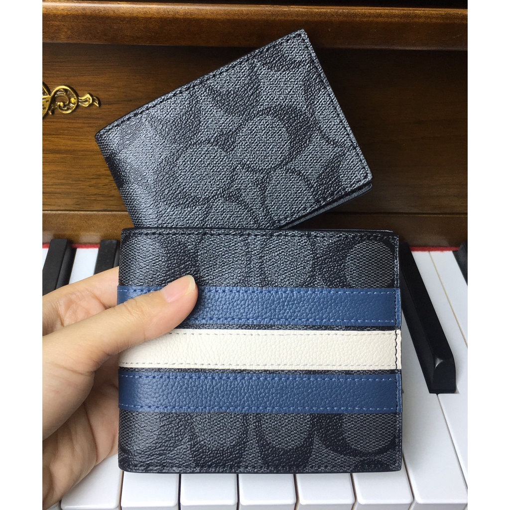 Ví Coach Nam Compact Id Wallet In Signature Canvas