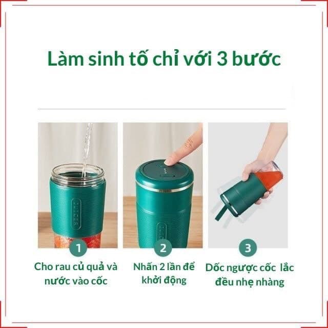 Máy xay sinh tố cầm tay mini loại thủy tinh sạc pin 6 LƯỠI YOICE 300ml - sạc 1 lần xay 5 cốc [TẶNG CỐC THỦY TINH]