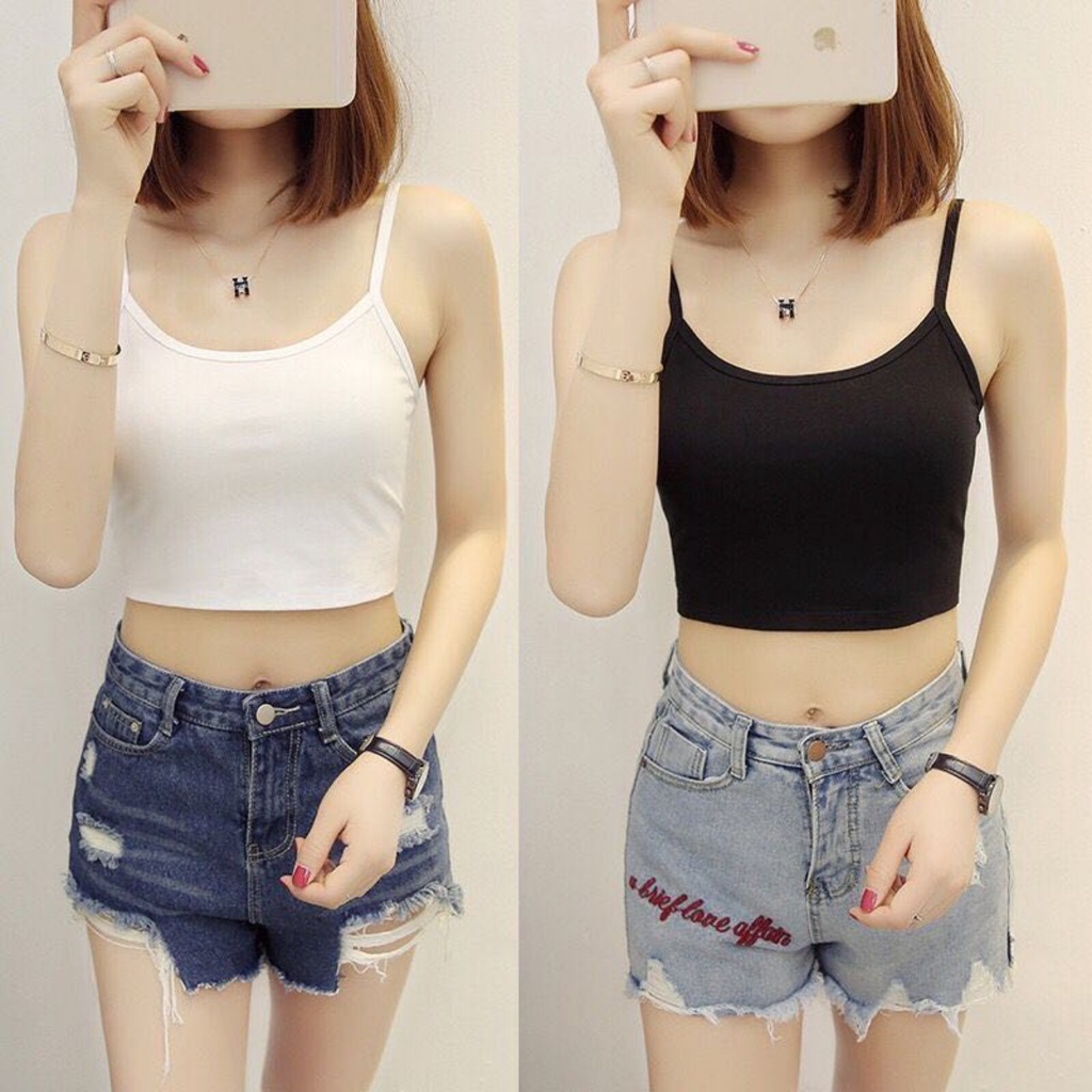 Áo hai dây kiểu croptop không tay nhiều màu, dáng ôm, hở vai gợi cảm cho nữ