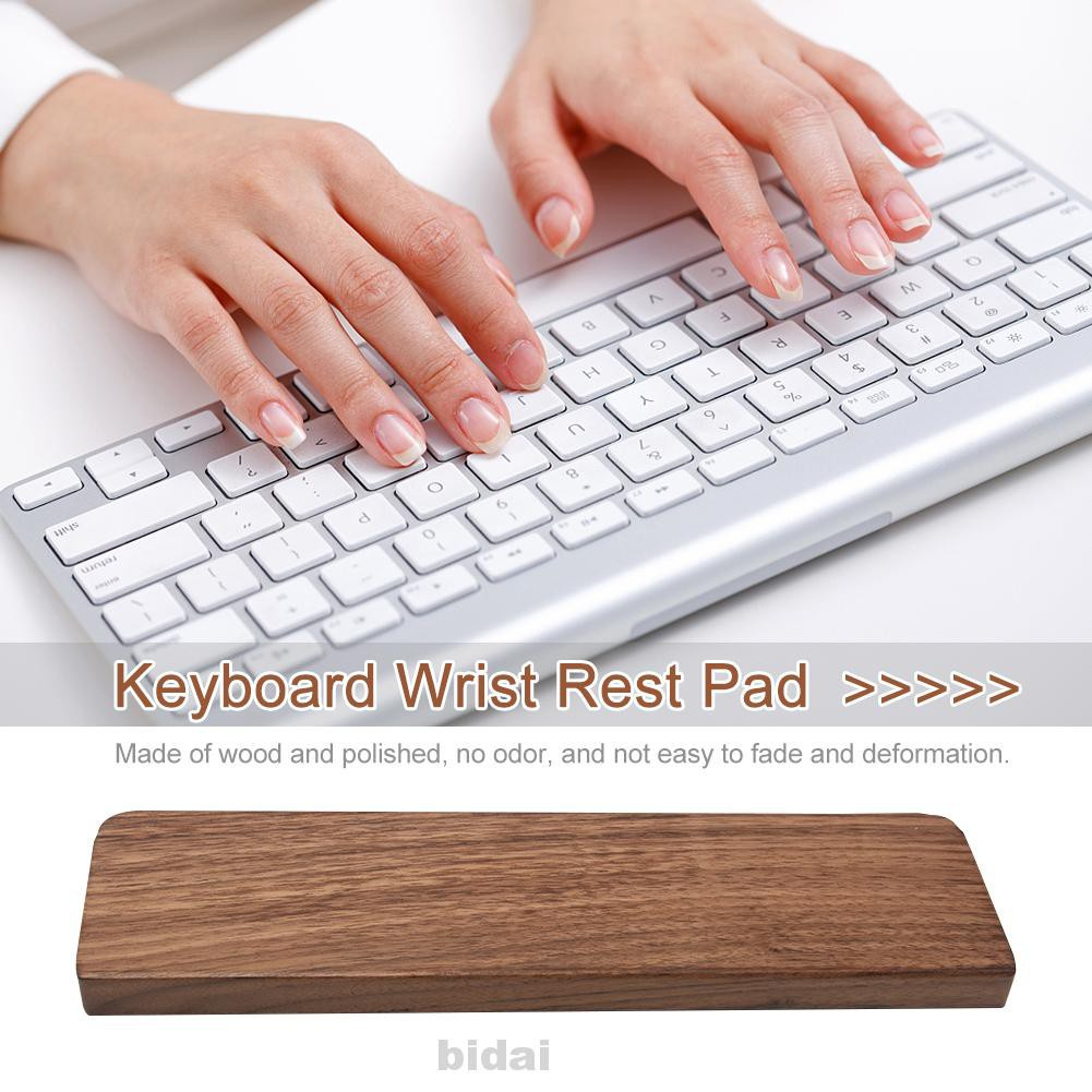 Comfortable Durable Ergonomic Gaming Pain Relief Polished Surface Walnut Wood Easy Typing Keyboard Wrist Rest Pad