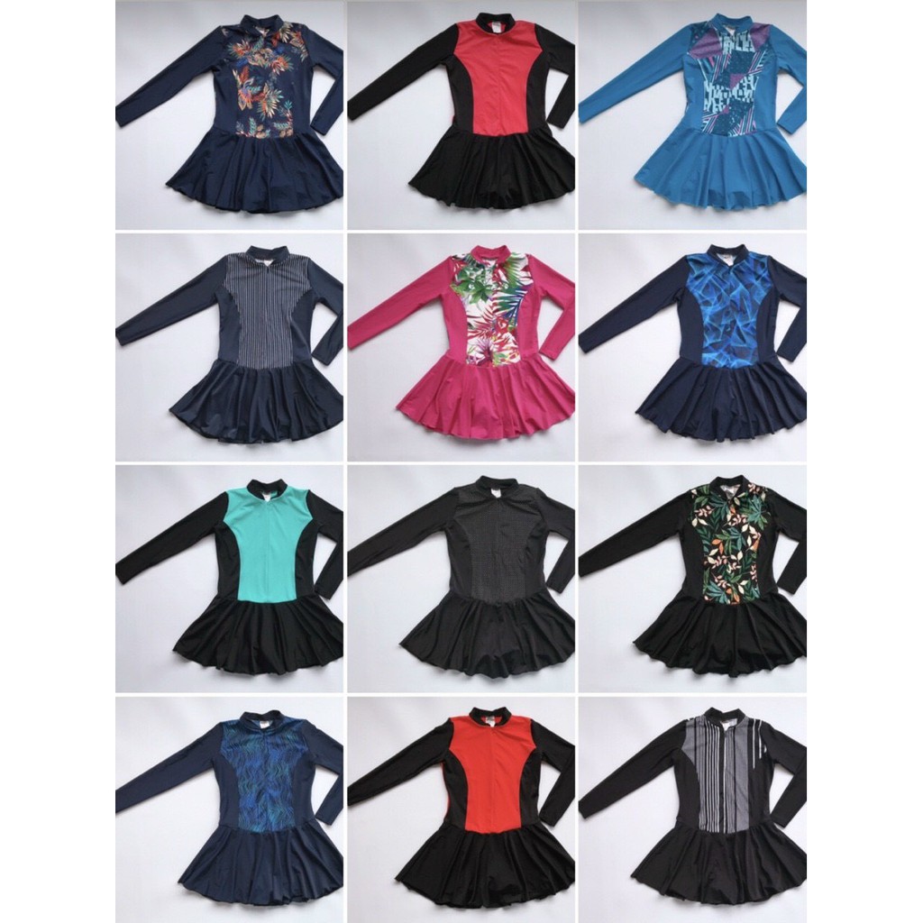 Đầm bơi tày dài liền - Có quần short bên trong - Giao màu ngẫu nhiên