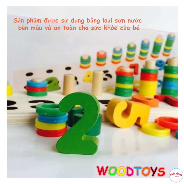 Bộ Đồ Chơi Học Đếm Bậc Thang Bảng Gỗ WOODTOYS Ngộ Nghĩnh 00128