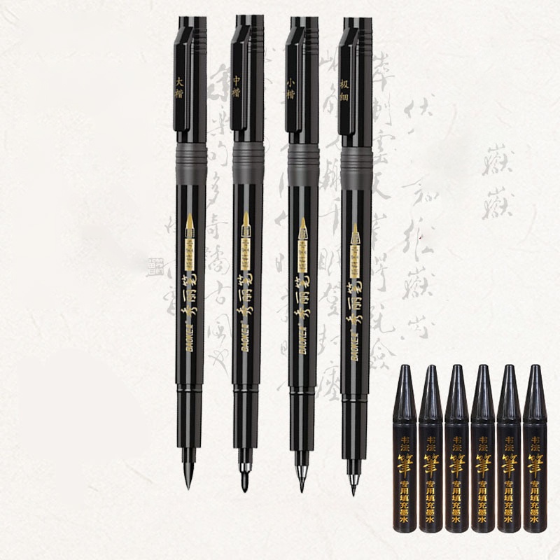 Bút brush Baoke B15 viết calligraphy nét thanh nét đậm, thư pháp ngòi cọ lông