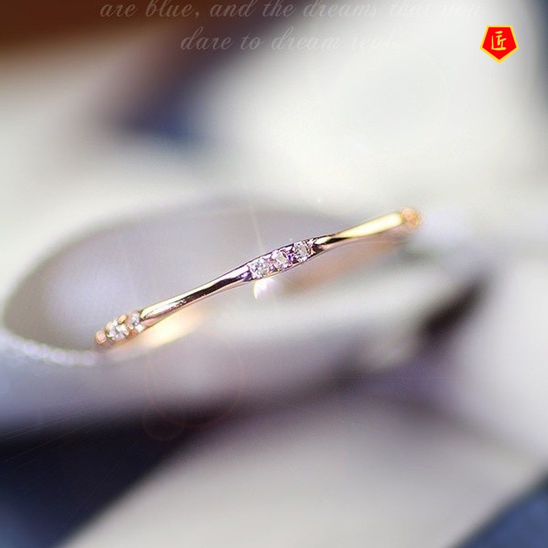 (Hàng Có Sẵn) Nhẫn Mạ Vàng 14k Đính Đá Đơn Giản