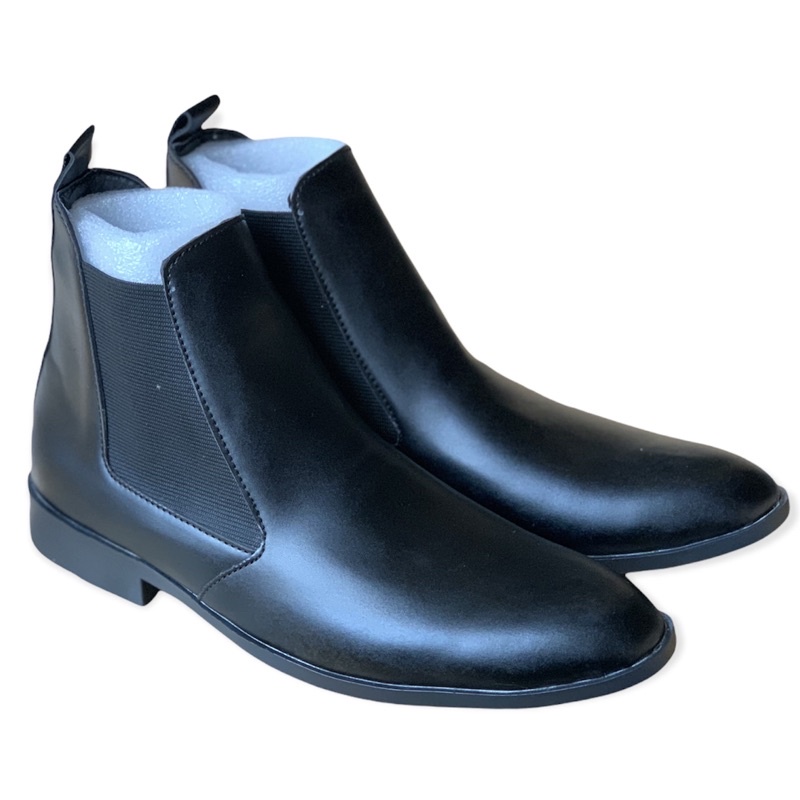 Giày Nam Da Bò chelsea boot Trơn Chun Chéo Kiểu Dáng Đẹp, tăng chiều cao