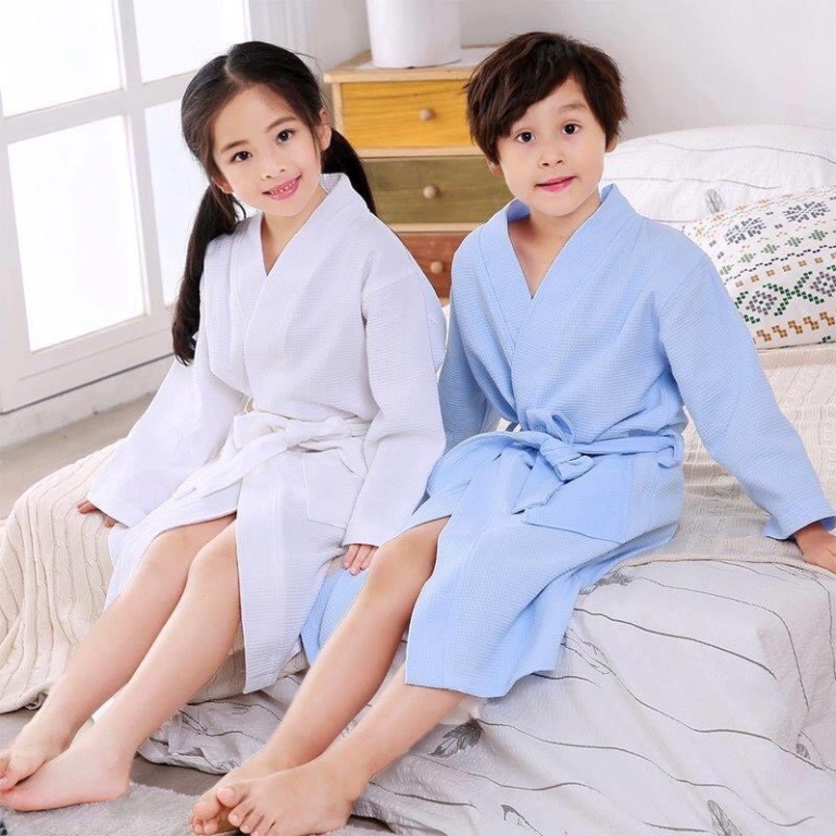 Áo Choàng Tắm Cho Bé Nam, Nữ Hàng Cao Cấp Chất Vải Tổ Ong 100% Cotton Thoáng Mát, Mềm Mịn