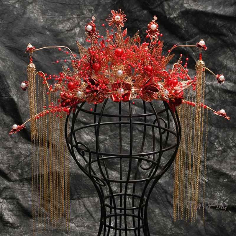 GETNOIVAS Bộ Vương Miện Và Bông Tai Phong Cách Cổ Điển Trung Hoa