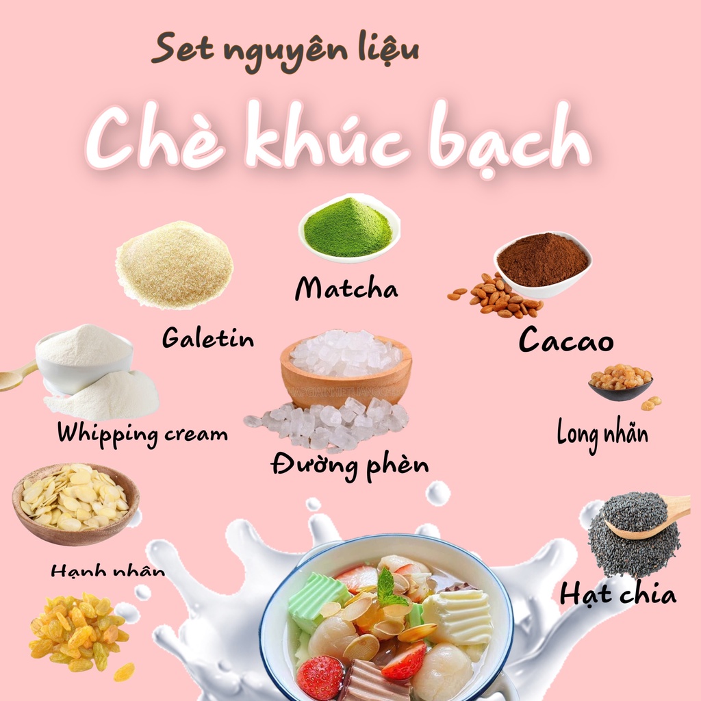 [Có sẵn] Set Chè Khúc Bạch ( set 350gr )Tặng Kèm Công Thức - supersale365