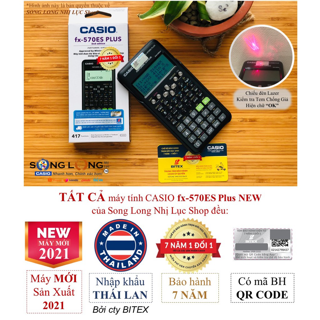 Máy tính Casio FX-570ES Plus NEW (2nd Edition) - 7 Năm Bảo Hành Chính Hãng BITEX - Máy Tính Học Sinh nhập khẩu THÁI LAN