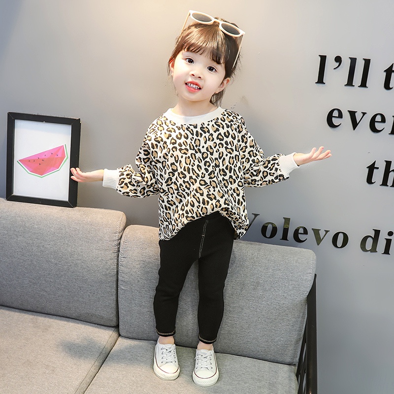 Áo Thun Tay Dài Cổ Tròn Hoạ Tiết Da Báo Cho Bé 0-6 Tuổi