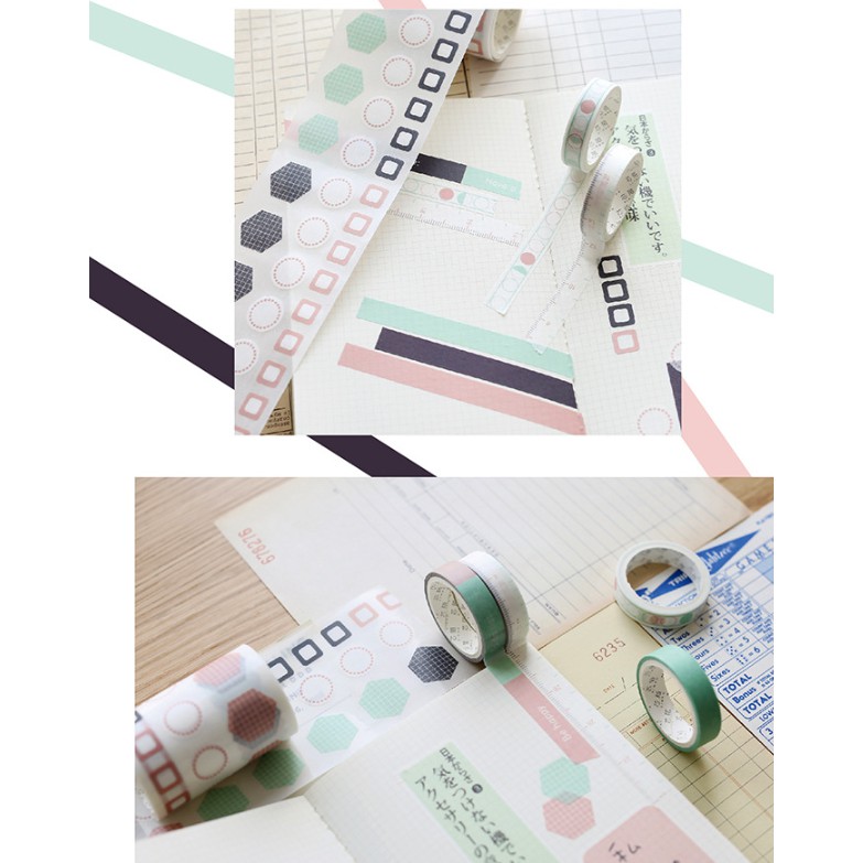 Washi Tape set 7 cuộn SA07-01 trang trí scrapbook, sổ tay planner,...